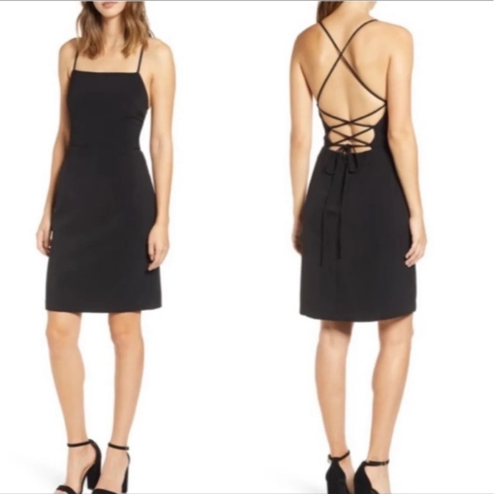 Leith | Black Strappy Little Black Cocktail Dress
